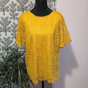 Philosophy Mustard Lace Blouse